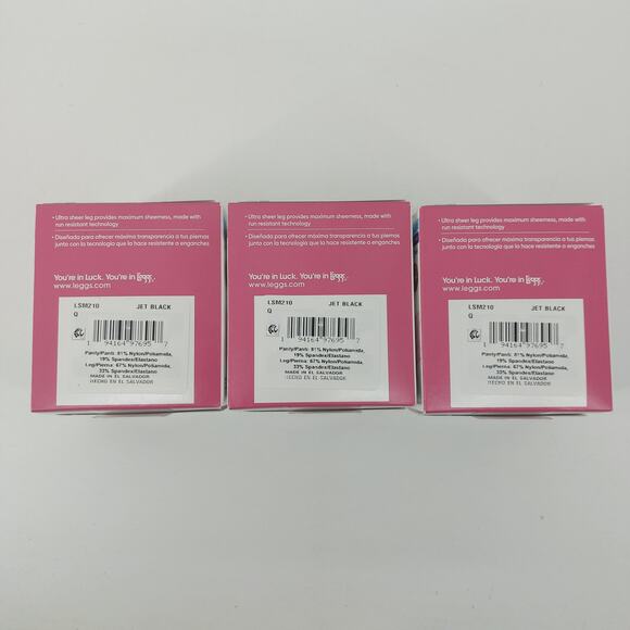 Leggs Jet Black Q Silken Mist Ultra Sheer Legs Control Top 6 Pairs Tights - Picture 2 of 8